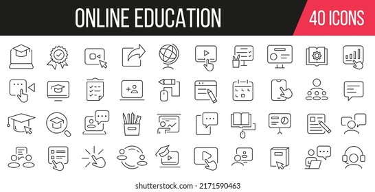 Online education line icons collection. Set of simple icons. Vector illustration