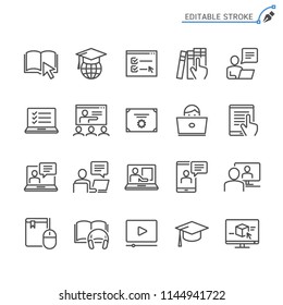 Online education line icons. Editable stroke. Pixel perfect.