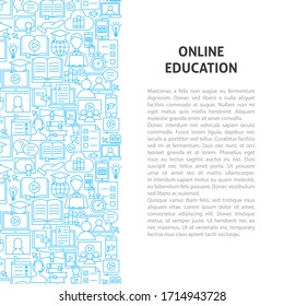 Online Education Line Pattern Concept. Vector Illustration of Outline Design.