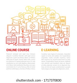 Plantilla de línea de educación en línea. Ilustración vectorial del diseño de esquema.