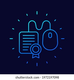 online education line vector icon with a diploma