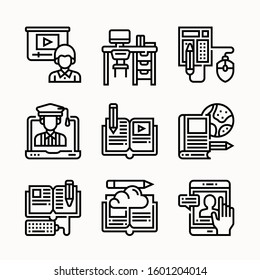 Online Education of Line vector icons