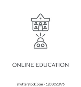 Online education linear icon. Online education concept stroke symbol design. Thin graphic elements vector illustration, outline pattern on a white background, eps 10.
