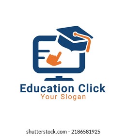 Online Education logo, Education Click logo, E-book, e-library, e-learning logo template