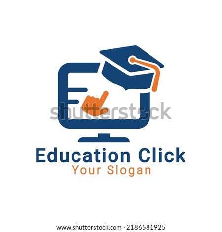 Online Education logo, Education Click logo, E-book, e-library, e-learning logo template