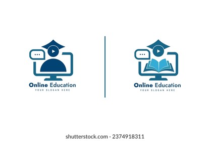 Design des Online-Bildungs-Logos, E-Learning-Logo-Design 