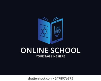 Online Education logo design template, Online School logo design, Online Learning logo design, Device Technology Logo Design