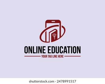Online education logo design vector icon illustration with digital education logo design concept. 