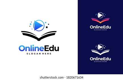 Online Education Logo Designs Concept, Online Video Education Logo Designs