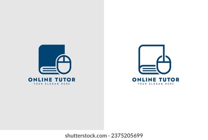 Online Education Logo For E-Learning. Concept For Book With Mouse