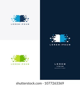Online Education Logo template, pixel book education logo template designs vector illustration