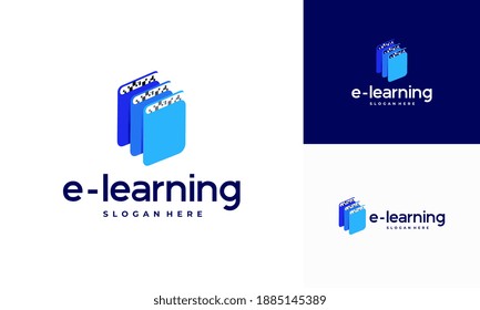 Plantilla de logotipo de educación en línea, plantilla de logotipo de educación de píxeles, ilustración vectorial