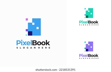 Online Education Logo template, pixel book education logo template designs vector illustration