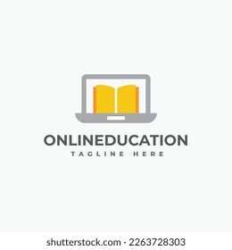 online education logo template - vector illustration