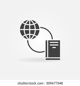 Online education logo - vector earth connected with book concept symbol