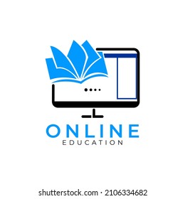 Online education logo vector icon illustration