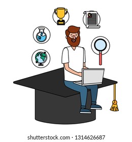 online education man cartoon