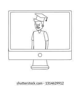 online education man cartoon
