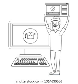 online education man cartoon