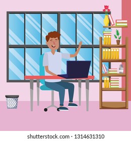 online education man cartoon