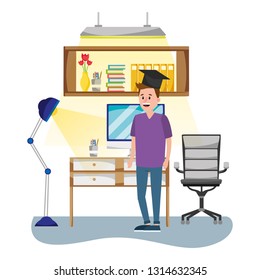 online education man cartoon