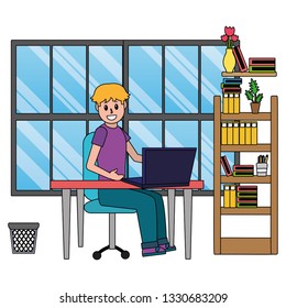 online education man cartoon