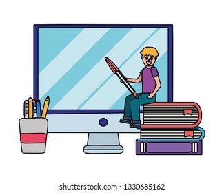 online education man cartoon