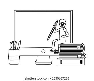 online education man cartoon