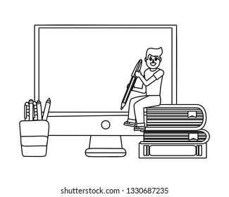 online education man cartoon