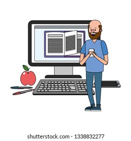 online education man cartoon
