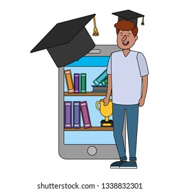 online education man cartoon