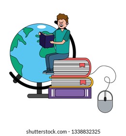 online education man cartoon