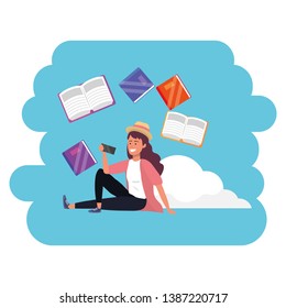 Online education millennial student cloud books