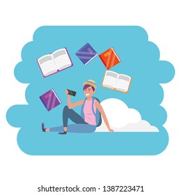 Online education millennial student cloud books