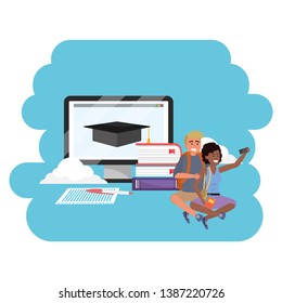Online education millennial student laptop