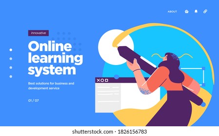 Online education modern flat design isometric concept. Landing page template. Vector illustration for web and graphic design.