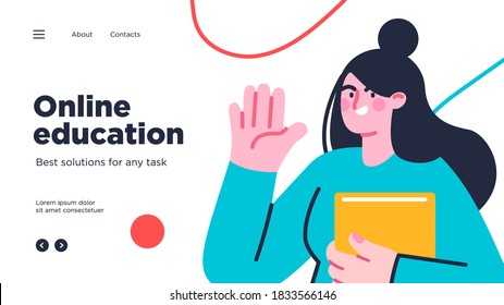 Online education modern flat design isometric concept. Landing page template. Vector illustration for web and graphic design.