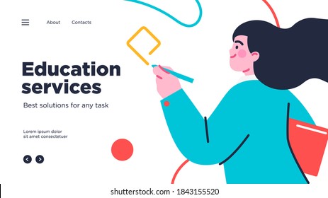 Online education modern flat design isometric concept. Landing page template. Vector illustration for web and graphic design.