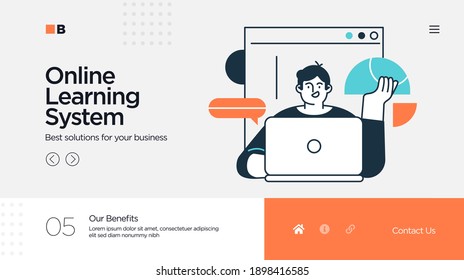 Online education modern flat design isometric concept. Landing page template. Vector illustration for web and graphic design.