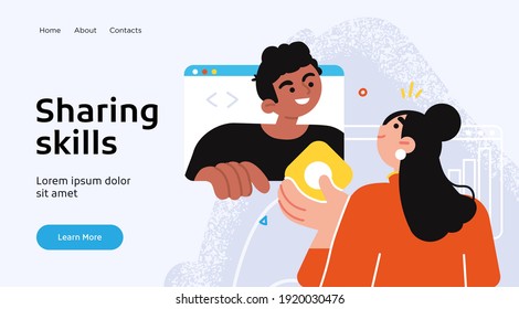 Online education modern flat design isometric concept. Landing page template. Vector illustration for web and graphic design.