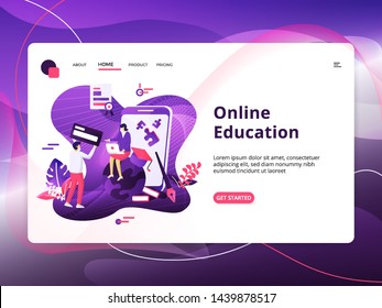 Online Education Modern Illustration, the concept of Head Hunting, can be used for landing pages, web, UI, banners, templates, backgrounds, flayer, onboarding, mobile app, posters - Vector