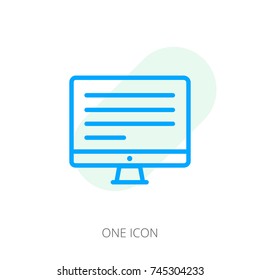 Online education - modern vector single line icon. Representation of knowledge, technology, understanding, reading, editing.