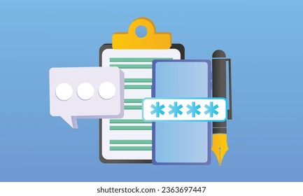 Online Education. Notes And Smartphone. Education Icon Concept.on blue background.Vector Design Illustration.