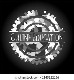 Online Education on grey camo pattern