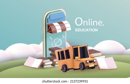 online education on phone back to school internet college wed vector