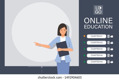 Online education on website concept background.