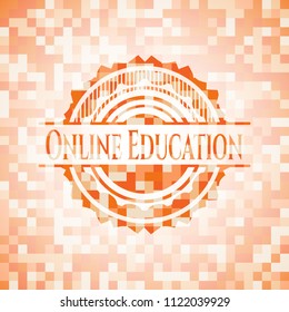 Online Education orange mosaic emblem