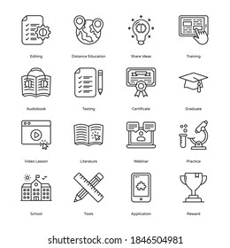 Online Education Outline Icons - Stroked, Vectors