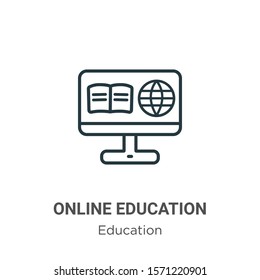 Online education outline vector icon. Thin line black online education icon, flat vector simple element illustration from editable online learning concept isolated on white background