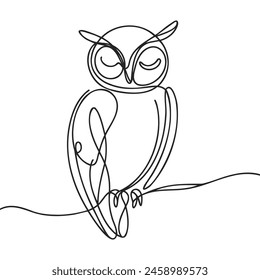 Online education owl one line graduation concept. E-learning training skill courses. vector illustration